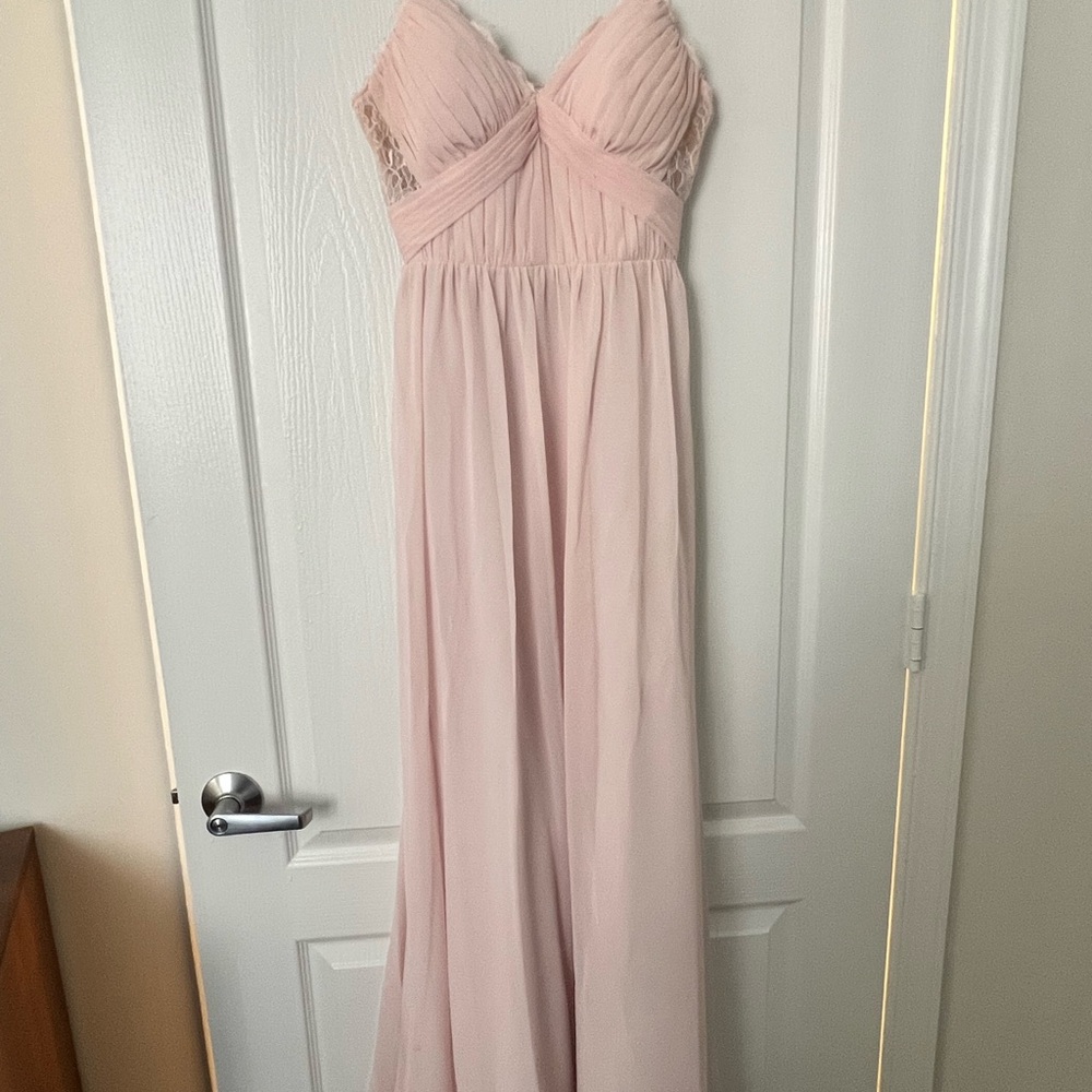 Azazie Pink Ruched Sweetheart Strapless Gown